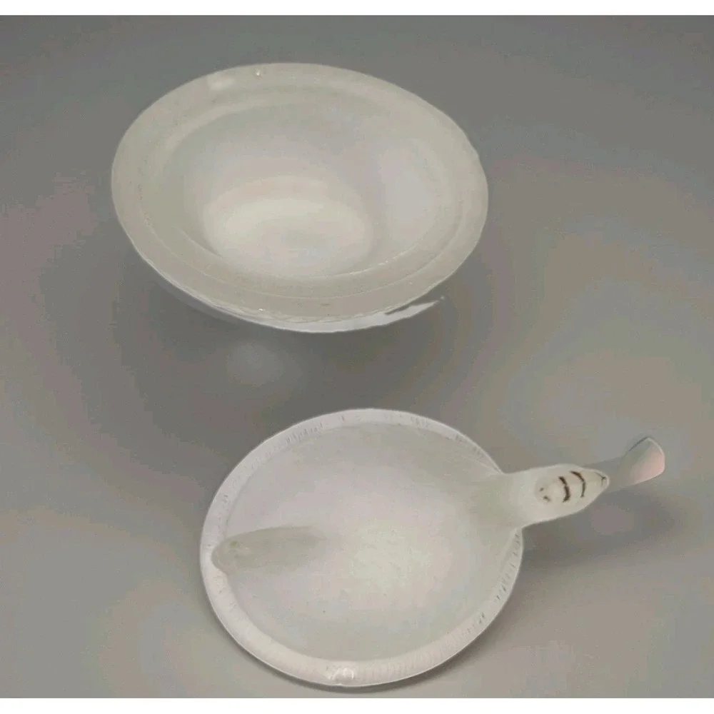 Vintage Mini Hen on Nest Salt Cellar Frosted Glass 2.5